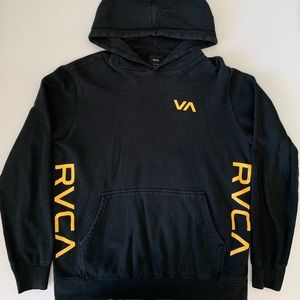 RVCA Black Side Logo Print Hoodie Small - USED